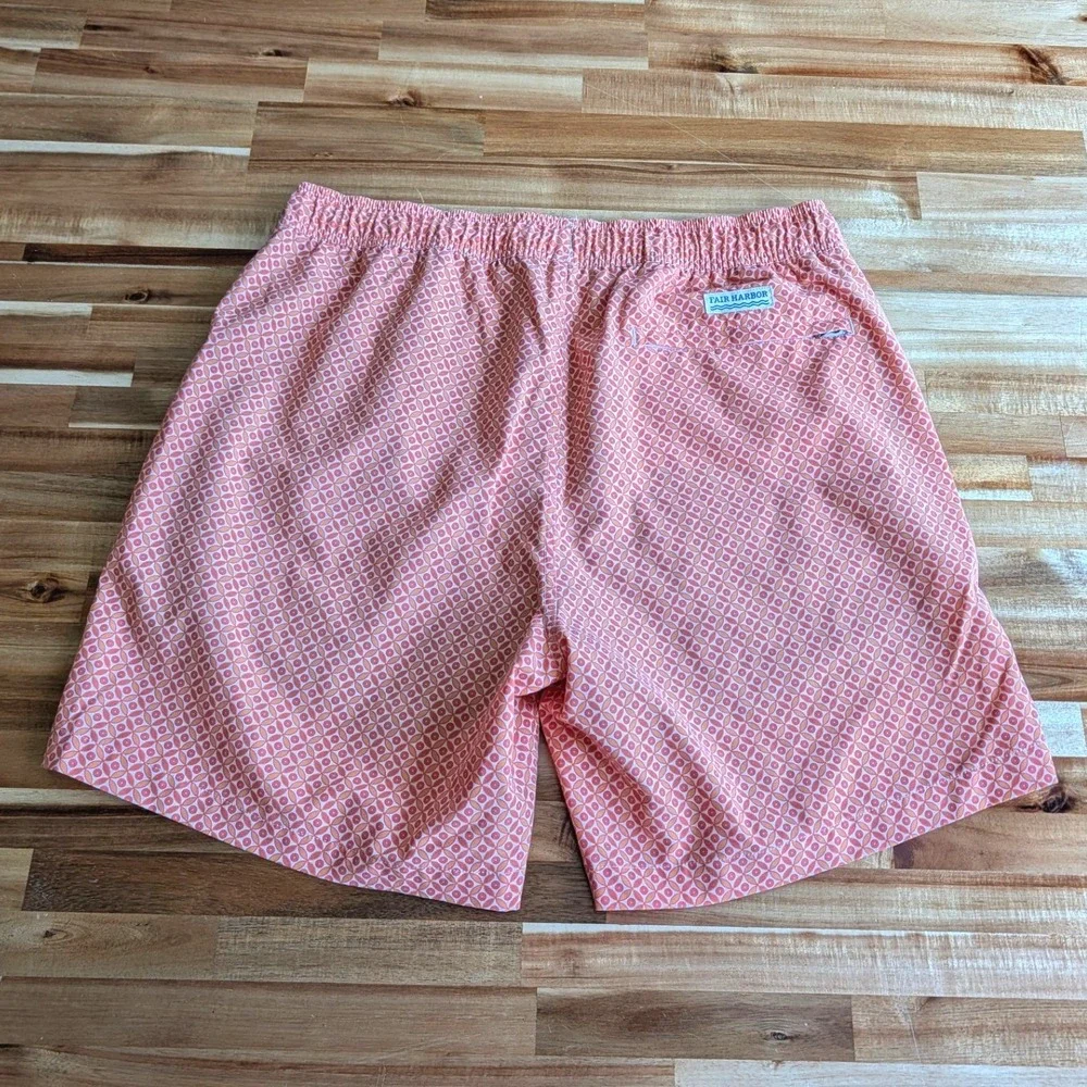 Fair Harbor Men's Bayberry Orange Geometric Swim Trunks XL Board Shorts
